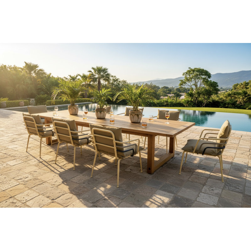 Tembel Outdoor Dining Armchair Aluminum Patio Chair with Cushions Modern Garden Seating for Patio and Cafe