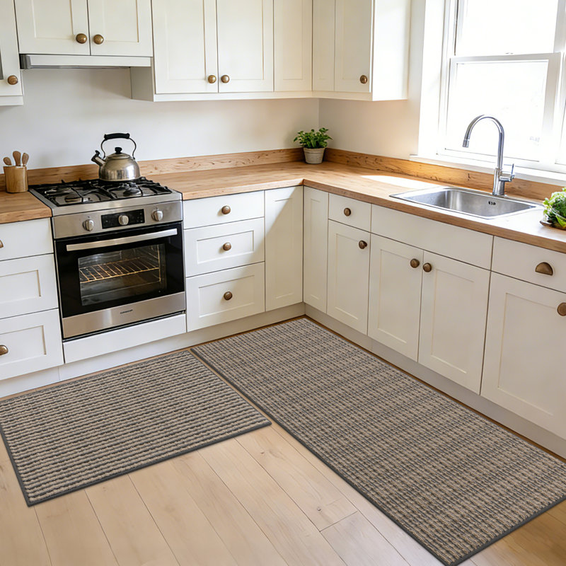 Tapis de cuisine antidérapant lavable à la machine, Rectangle 5 pi x 2 pi, Brun