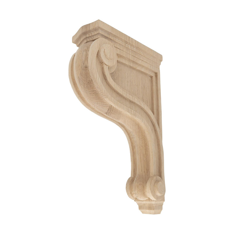 Corbeau en bois massif classique non fini 12-3 / 8 po x 2-7 / 8 po x 7-3 / 8 po, Chêne rouge