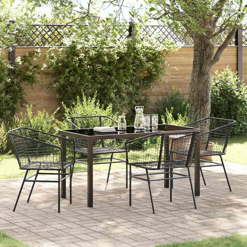 4 - Person Patio Dining Set with, 73cm H x 140cm W x 73cm D, Black