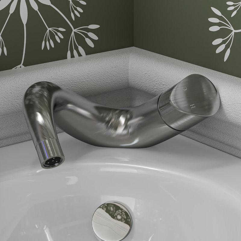 Wave Single-Hole Single-handle Bathroom Faucet, Brushed Nickel
