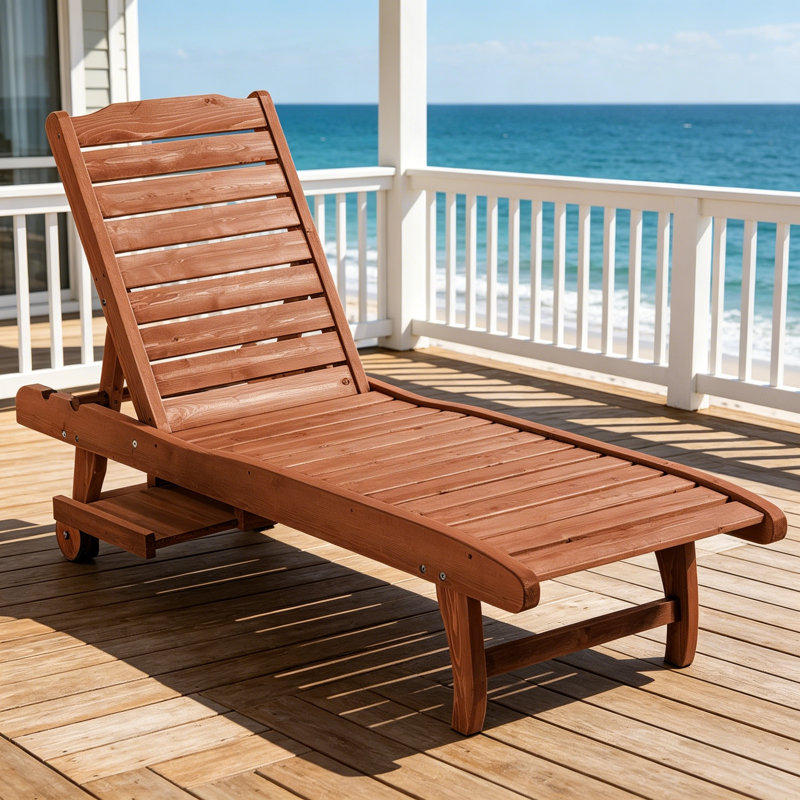 182cm Long Single Chaise, Red Brown