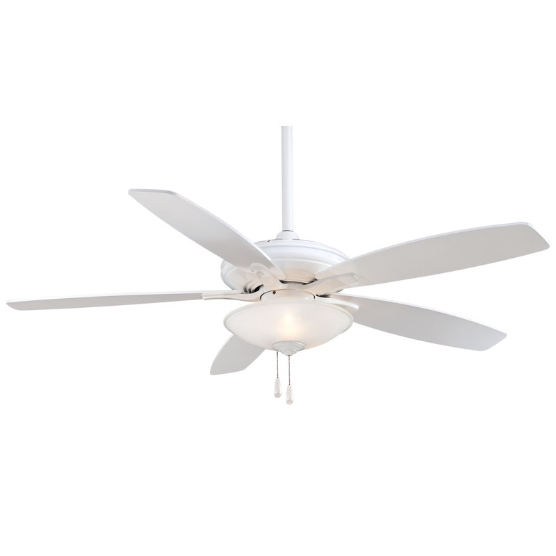 5 - Blade LED Standard Ceiling Fan and Light Kit Included, White