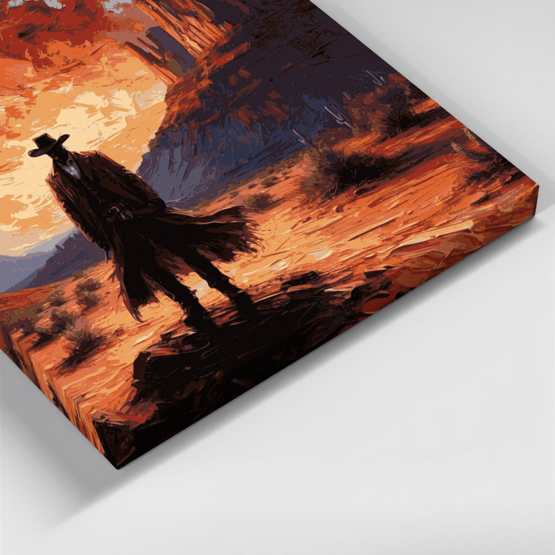 Art mural sur toile noir Southwestern Cowboy Outlaw, H 12 po x l 18 po