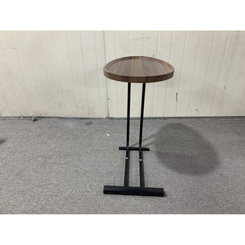 C-Shaped Side Table C Table Living Room End Table Side Table Wood End Table With Metal Frame, Brown