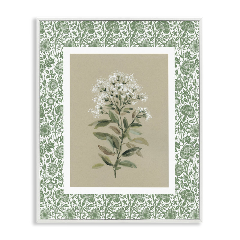 «Plant on Green Botanicals», estampe numérique, design par Carol Robinson, Giclée encadrée blanc bord de mer