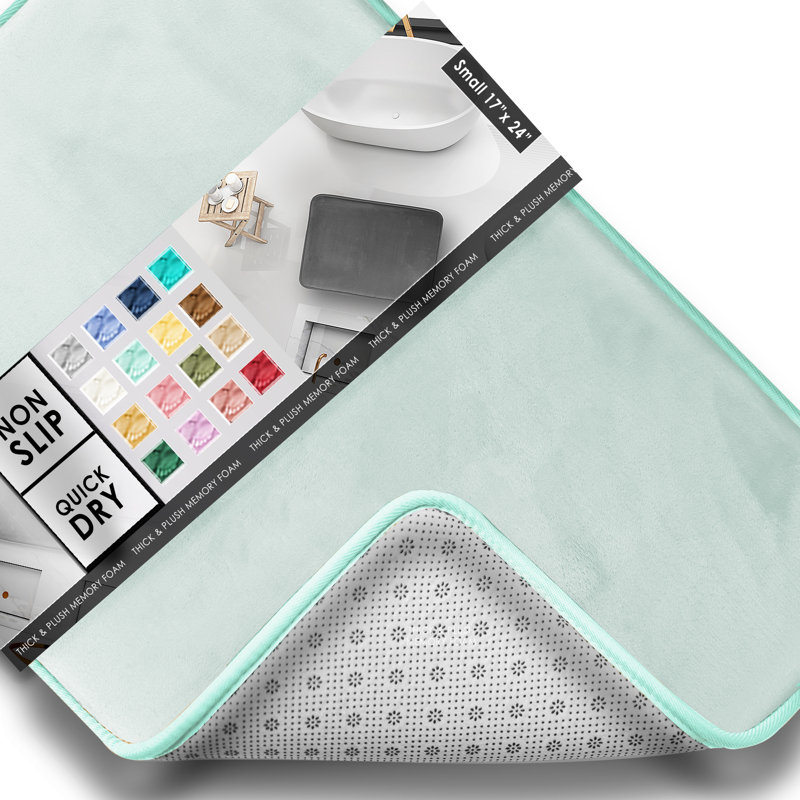 Ultra Soft and Absorbent Memory Foam Bath Rug Set with Non-Slip Backing, Light Baby Blue, Small: 24" L x 17" W