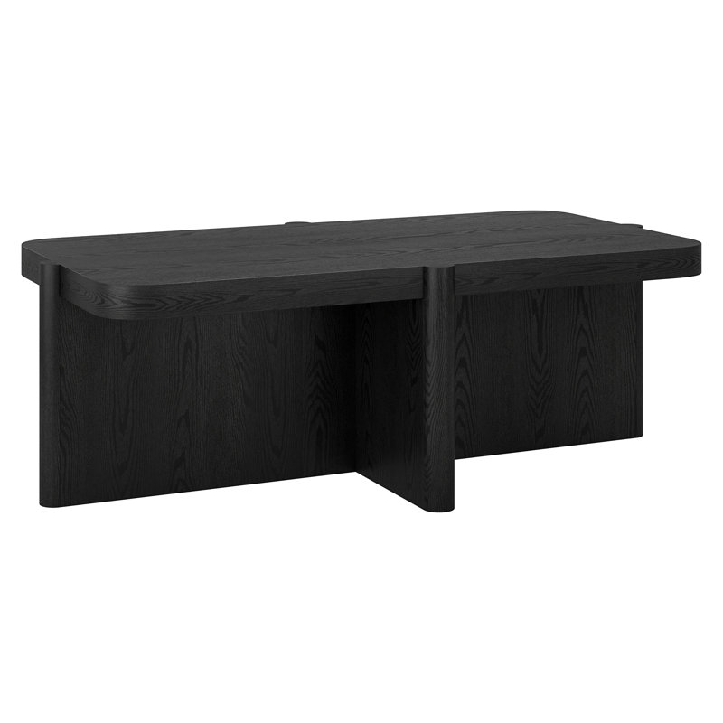 Laguna 45" Wide Rectangular Coffee Table in Black Grain, Black