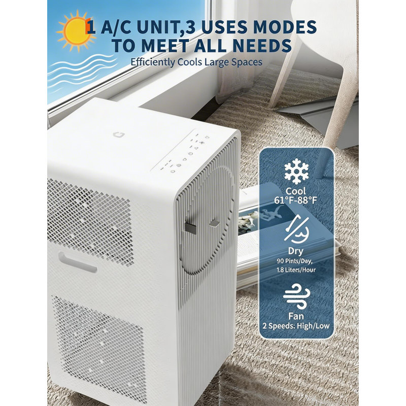Climatiseur portatif 14 000 BTU, jusqu'à 700 pieds carrés pieds carrés