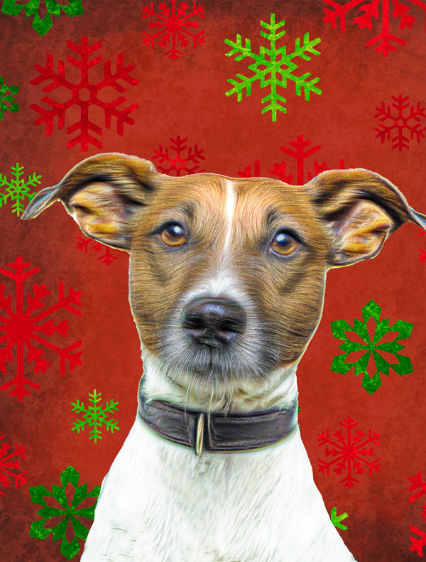 Drapeau rouge et vert Vart, Jack Russell terrier (brun et blanc)