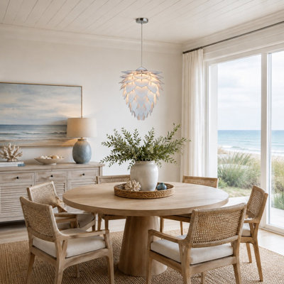 1-Light White Wood Artichoke Chandelier