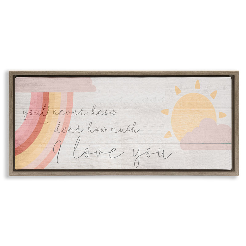 «Love You» par Daphne Polselli, H 11 po x l 25 po, Cadre flottant orme Montalcino