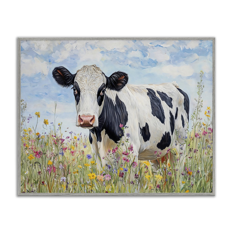 Vache Holstein dans la prairie, estampe numérique, design par Franklyn Gregory, H 16 po x l 20 po