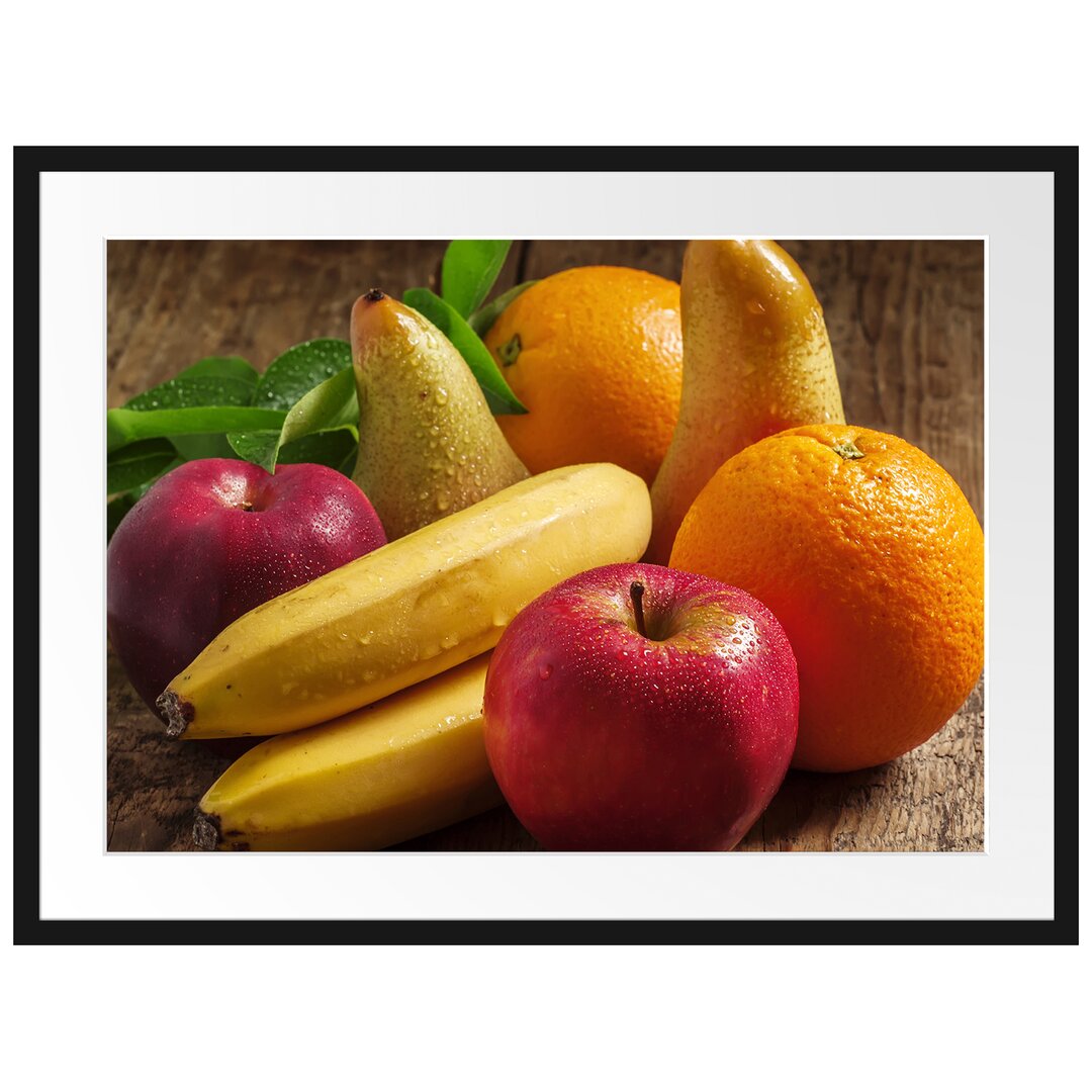 Gerahmtes Poster Obst Erdbeeren Kiwi Orangen