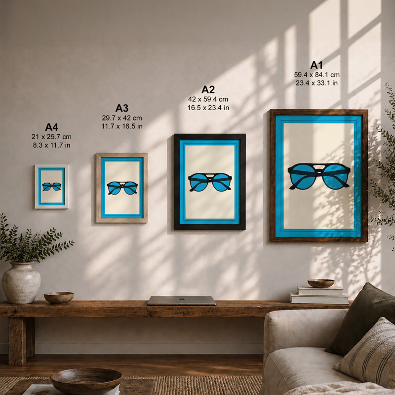 Aviator Shades Modern - Framed Print, Unframed, A1 - 84.1 x 59.4 cm