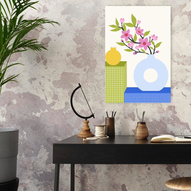 Art contemporain fleur contemporaine, H 24 po x l 16 po