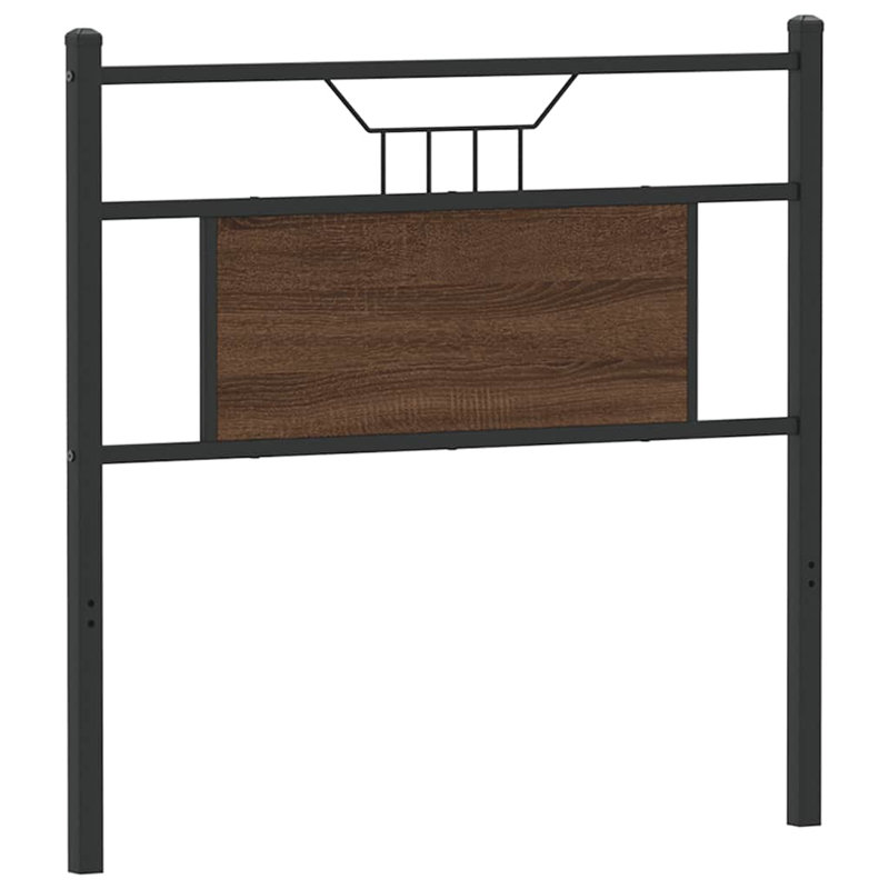 Headboard 183 Cm Engineered Wood And Steel, 91.5cm H x 80.5cm W x 3cm D, Brown Oak