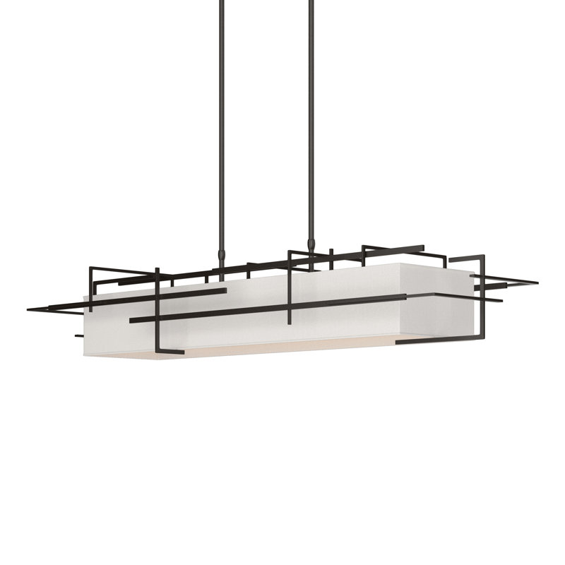 4 - Light Kitchen Island Linear Pendant, Flax, Oil Rubbed Bronze
