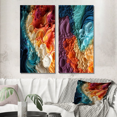 «Rainbow Reverie Collages I», ensemble de 2 reproductions d'art abstrait