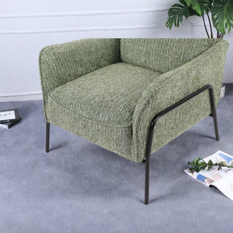 Chaises d'appoint confortables, tissu vert, méridienne industrielle moderne pour la maison