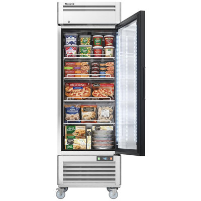 27" 21.8 Cu. Ft. Auto/Cycle Defrost 1-Glass Door Commercial Reach-In Display Upright Freezer - Stainless Steel