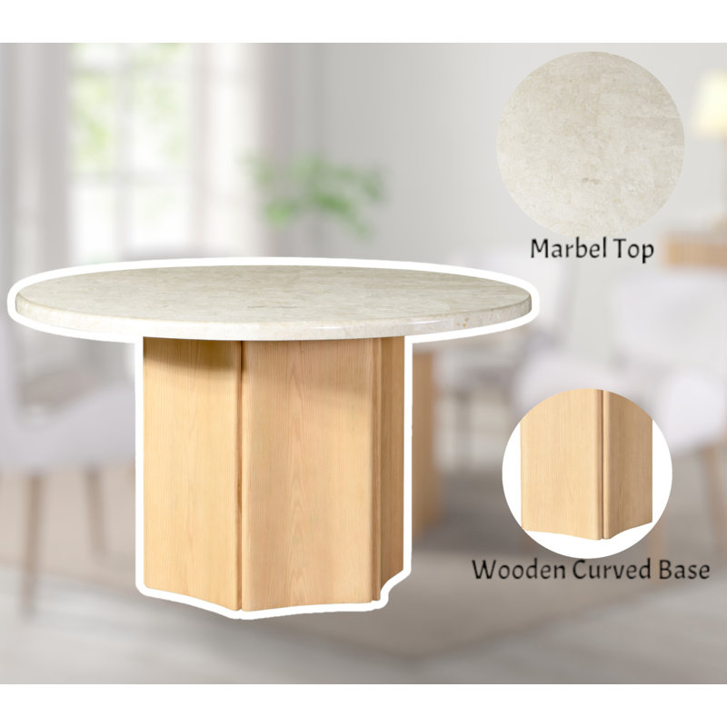 Qwin Round Dining Table, Marble Top
