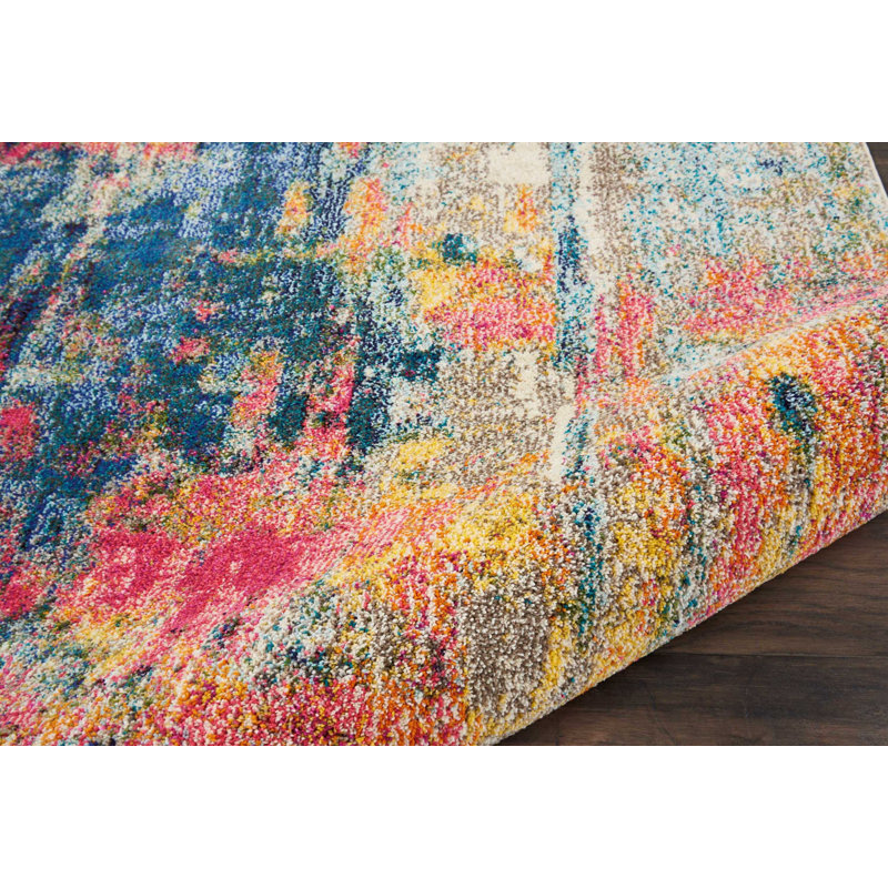 Tapis bleu contemporain contemporain, Rectangle 3 pi 11 po x 5 pi 11 po
