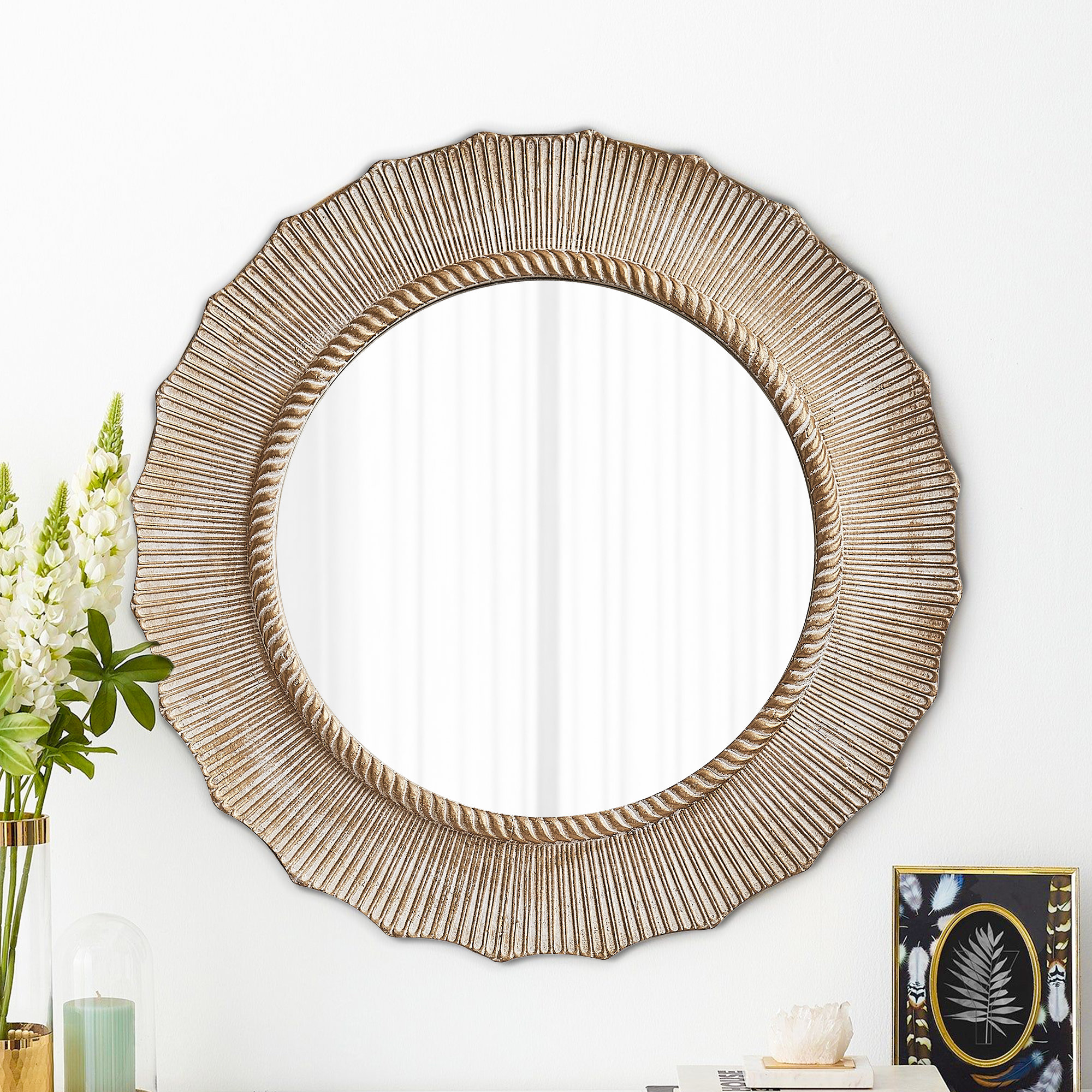 The Twillery Co.® Dayse Wood Wall Mirror & Reviews | Wayfair