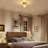 1-Light Brushed Brass Semi-Flush Mount Ceiling Light for Hallway
