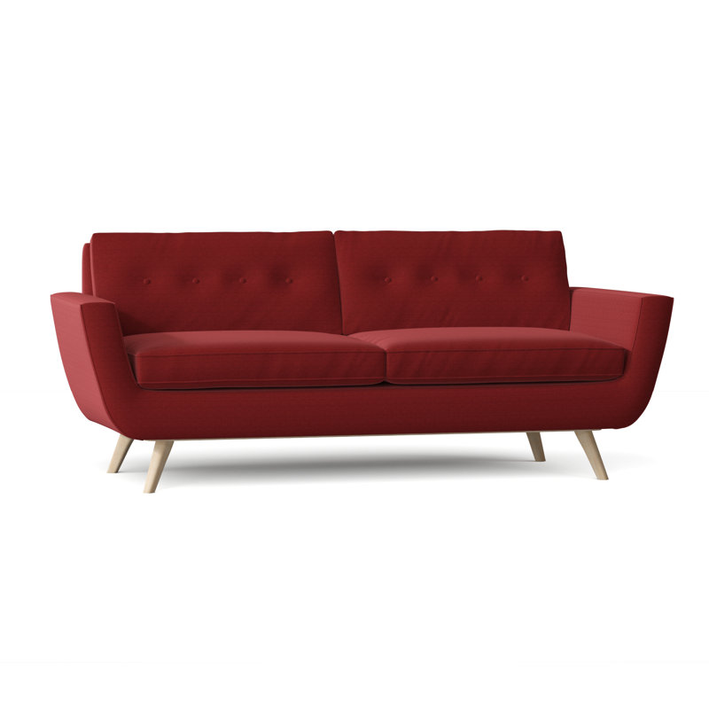 Callie Upholstered 85'' Sofa, 84 Inches, Marlow Red, Natural