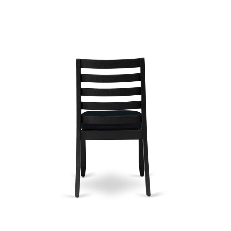 L'ensemble de salle à manger 3 pièces comprend une table de cuisine ronde avec plateau de table noir brossé et 2 chaises empilables en tissu de polyester, noir brossé