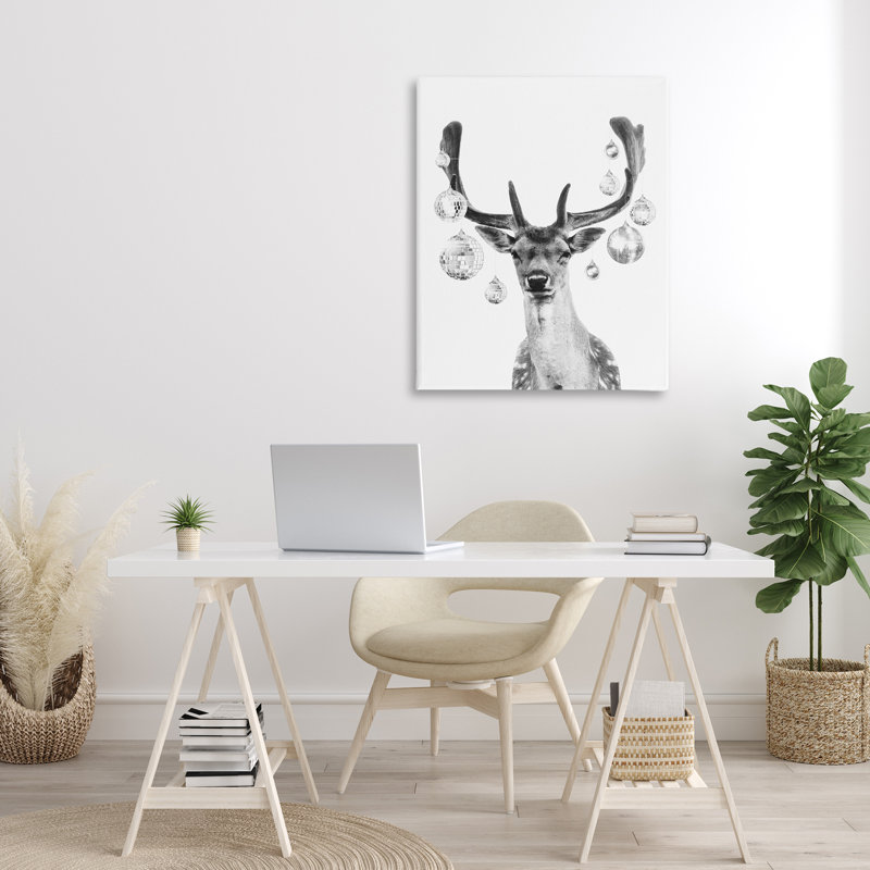 Art mural sur toile Disco Balls & Fawn par Victoria Barnes, H 40 po x l 30 po x P 1,5 po
