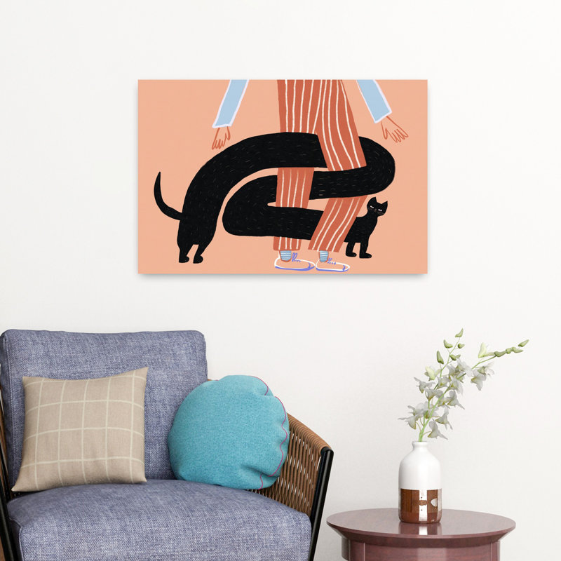 Art contemporain, art mural abstrait chat contemporain, H 24 po x l 16 po