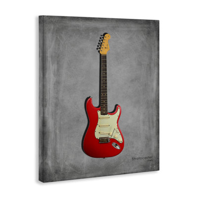 Guitare rouge classique sur toile grise, design par Mark Rogan