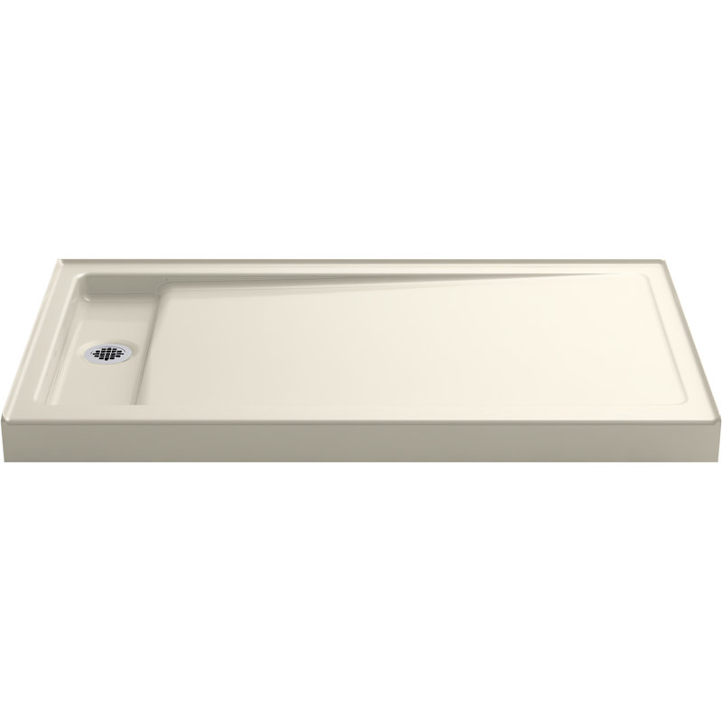 Bellwether 60" x 34" Single-Threshold Shower Base, Almond, Left Offset