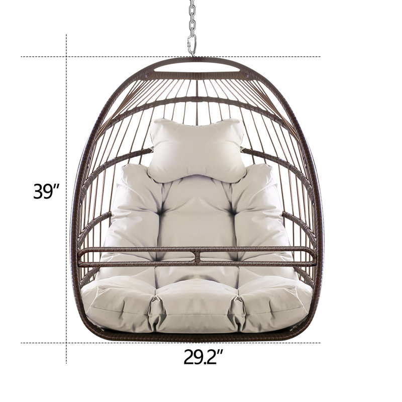 Chaise hamac pivotante sans support Swing, Brun, Ivoire ivoire