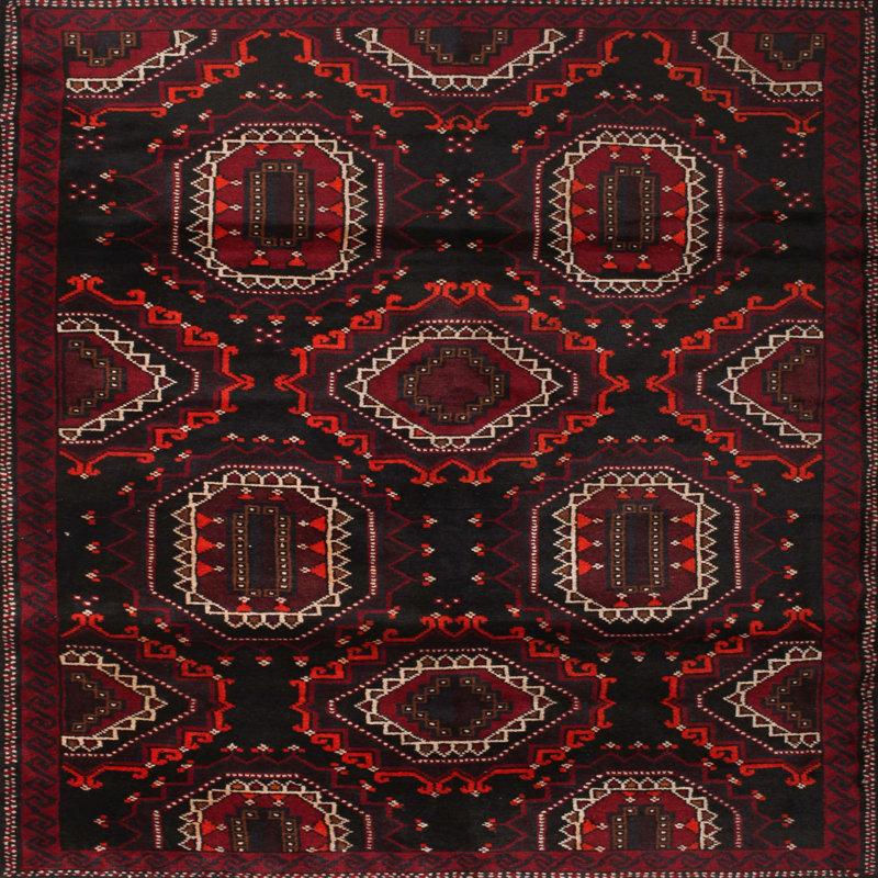 Tapis noir Southwestern, Rond 5 pi