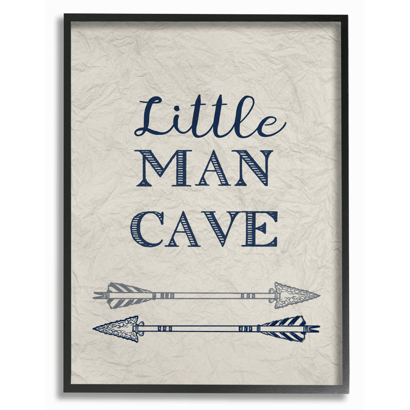 «Little Man Cave Arrows Illustration», reproduction d'art textuel sur toile, H 20 po x l 16 po, Giclée encadrée noir minuit