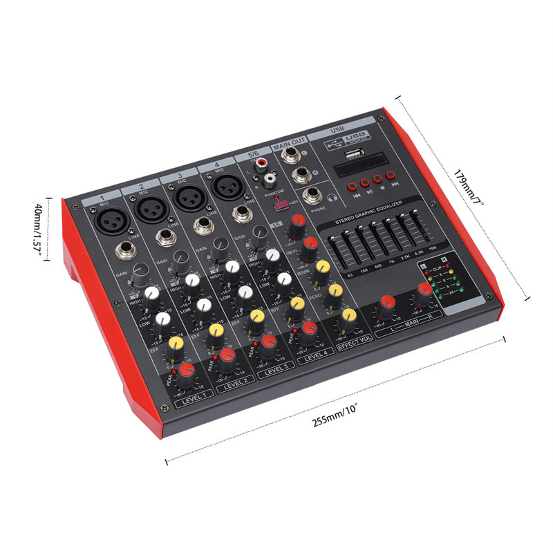 Table de mixage audio 6 canaux Bluetooth