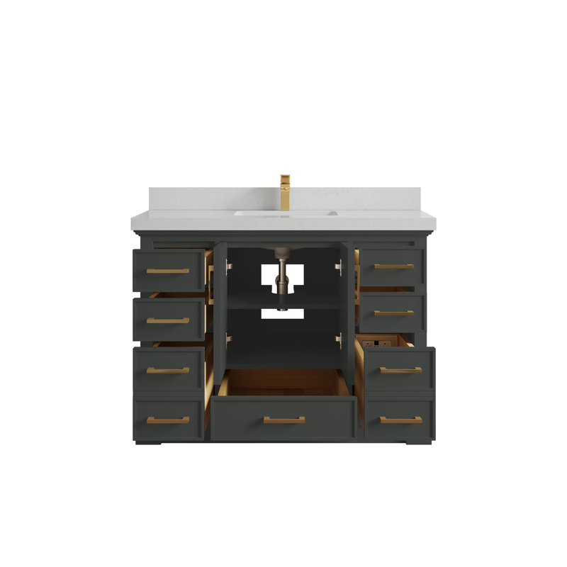 Charlotte 48'' Single Bathroom Vanity with Top, Carrara Quartz