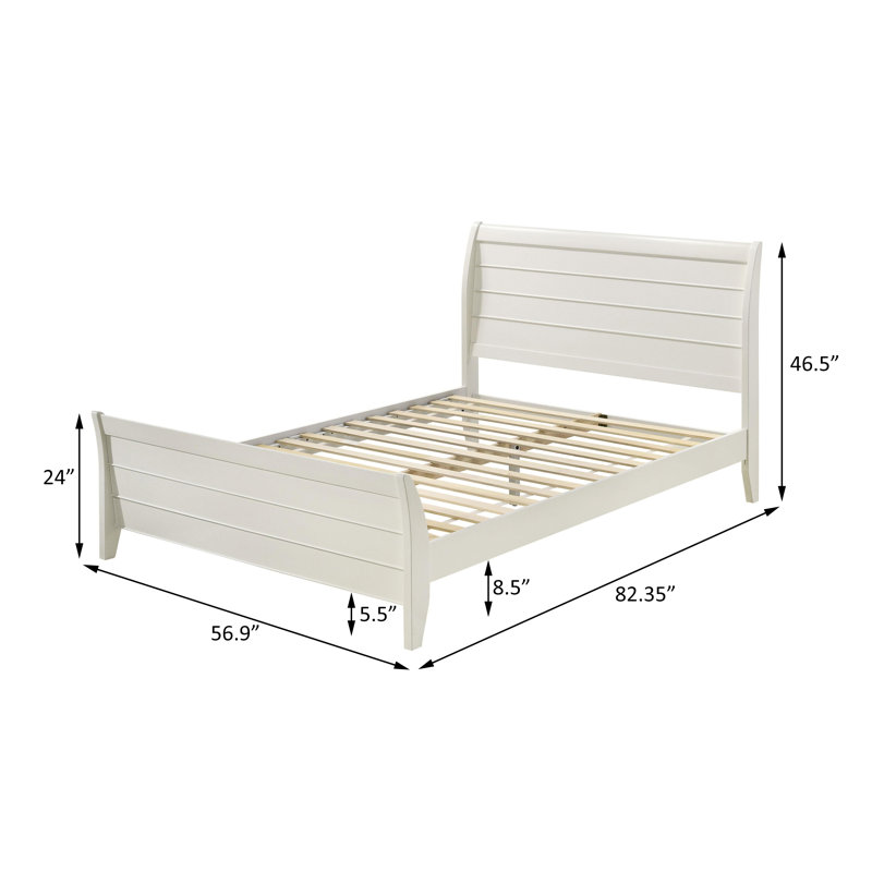 Lit à panneau en bois blanc crème, Double