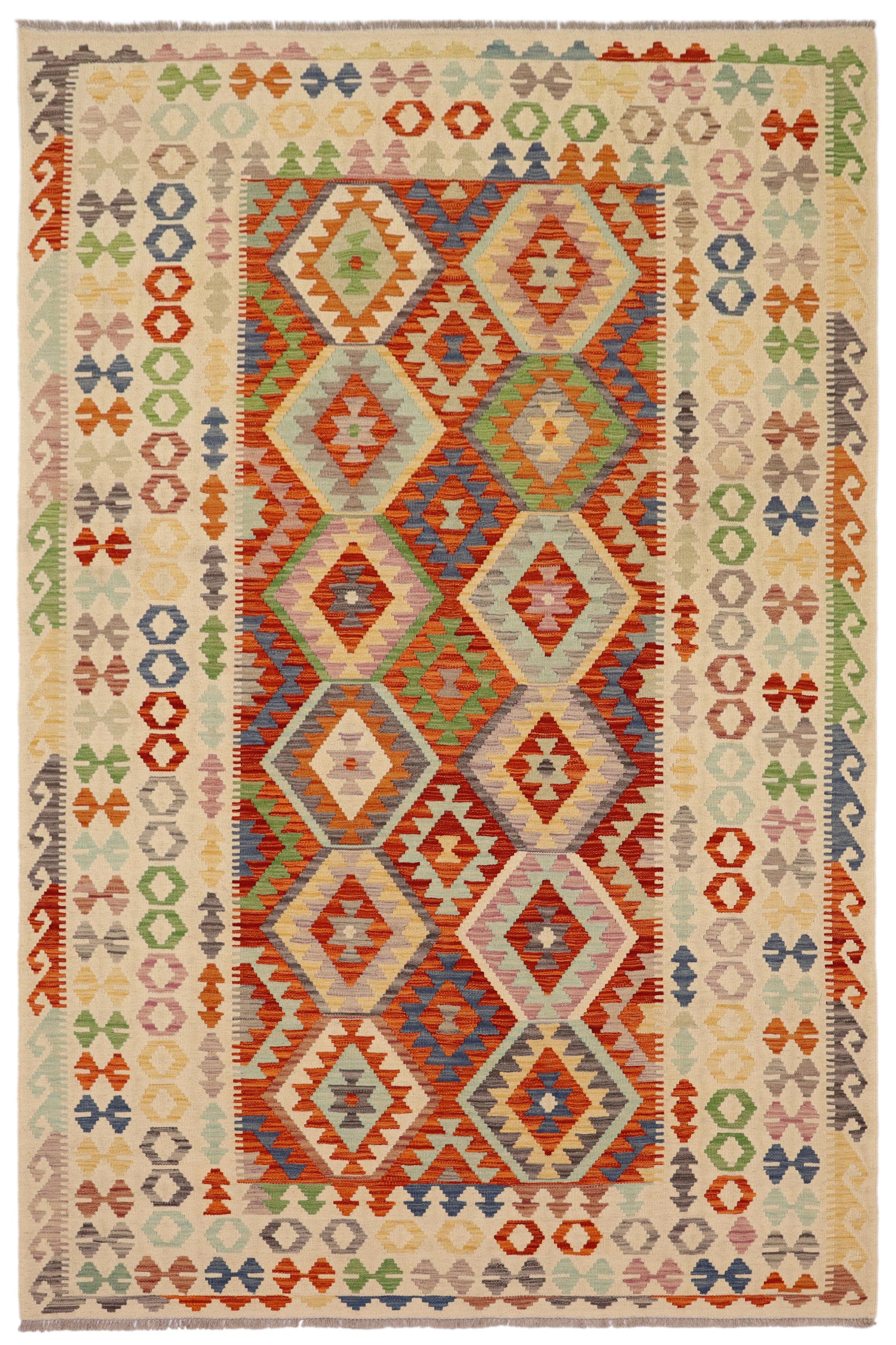 Isabelline Brilliant Geometric Flatweave Rectangle 6'6'' x 9'8'' Wool ...