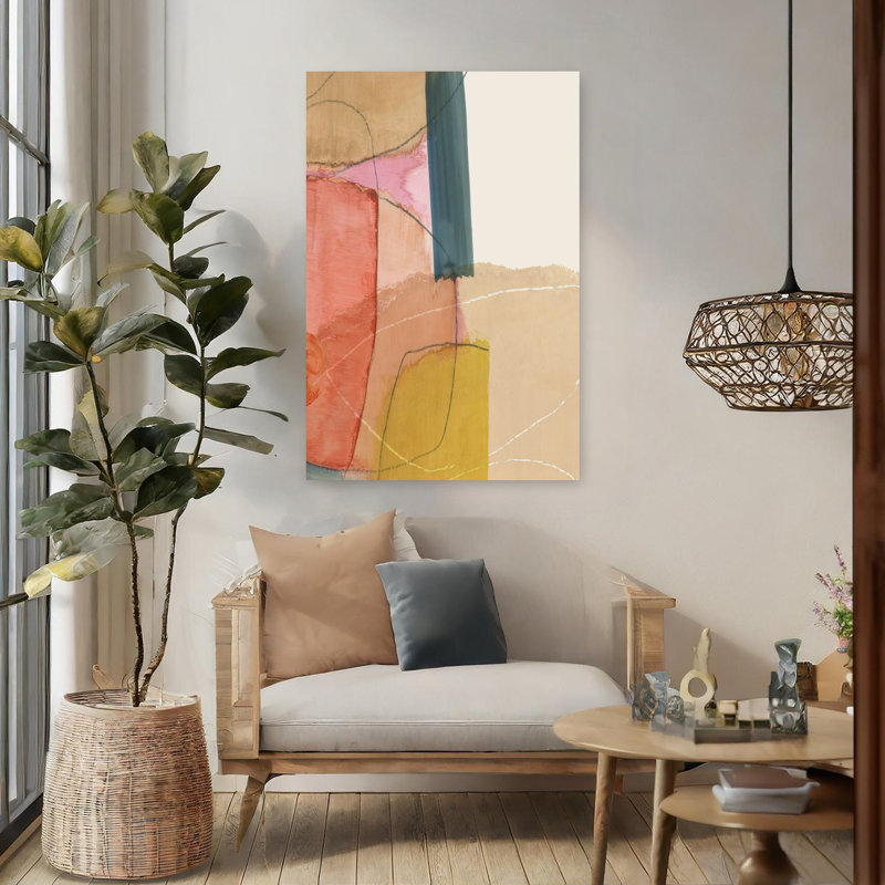 Papier brillant I, art géométrique abstrait moderne, H 48 po x l 32 po