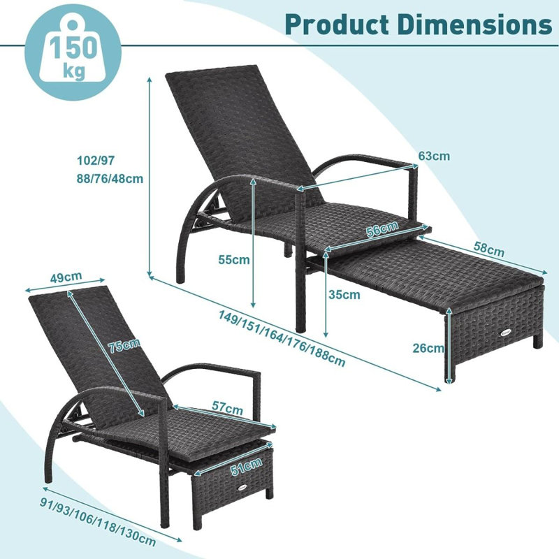 188cm Long Single Chaise