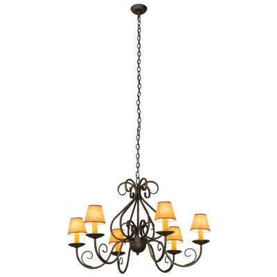 Lustre empire 6 lumières à abat-jour Lincolndale
