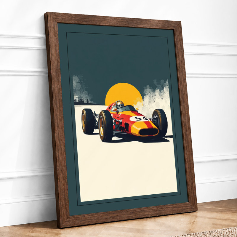 Speed and Sunlight Retro - Framed Print, A2 - 59.4 x 42.0 cm, Walnut