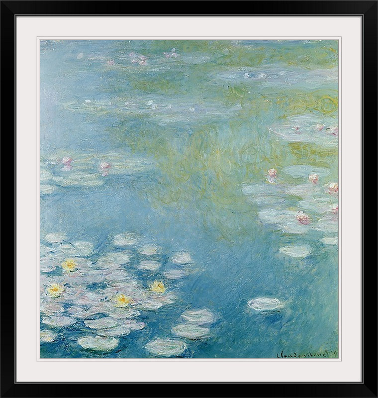 «Nympheas at Giverny, 1908» par Claude Monet - reproduction imprimée, H 48 po x l 48 po x P 1,25 po, Toile