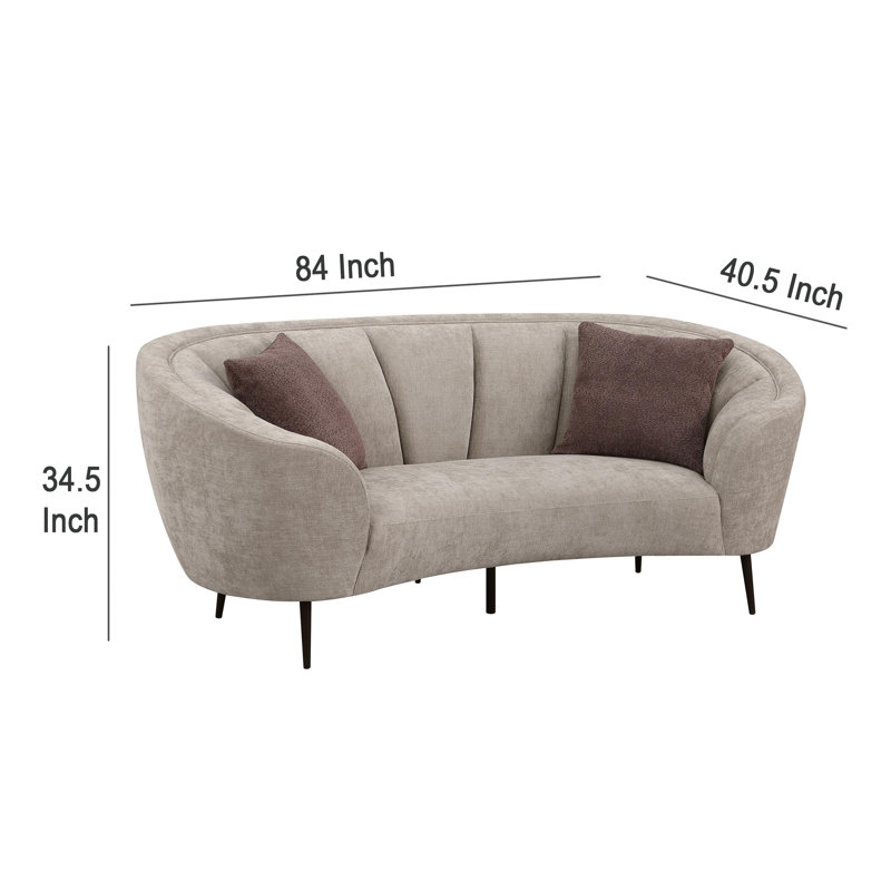 Glynes Upholstered Channel Back Curved Loveseat Beige, Beige Fabric