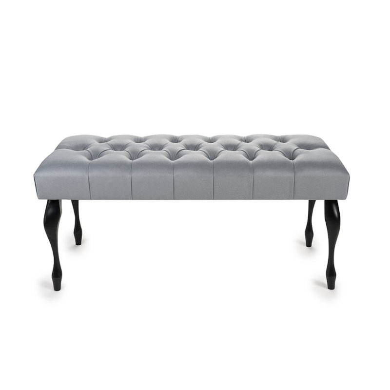 100% Polyester Upholstered Bench, Grey/Black, H40 x W120 x D35cm