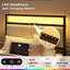 Cadre de lit rembourré avec 2 tiroirs de rangement Antioch, lit plateforme moderne avec station de charge et lumière DEL, aucune boîte à ressorts nécessaire-2128385067-2138354207